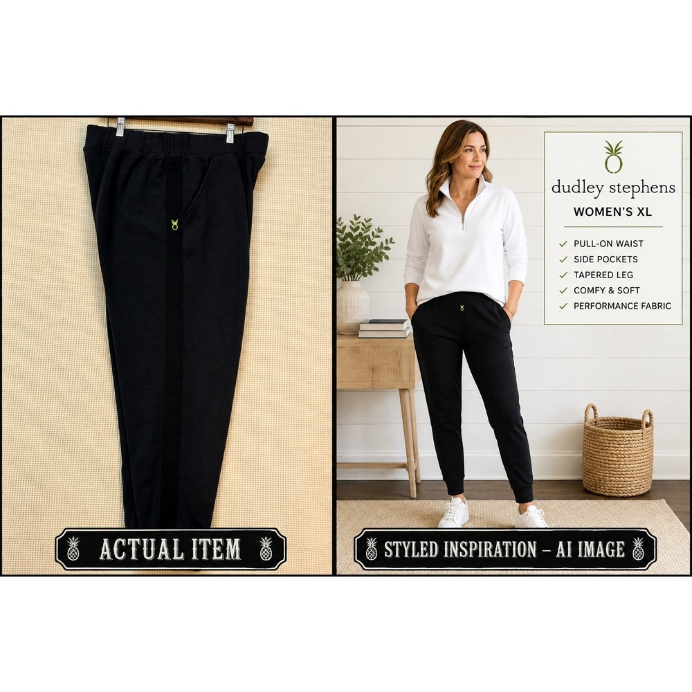 Dudley Stephens Jay Women's Joggers Navy Vello Fleece Pineapple Logo Size XL